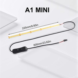 3D Printer Accessories 24V COB Light Bar Kit for Bambu Lab A1 Mini Plug and Play Kit COB Light Bar with Switch Flexible Uniform Light with High Density Not Compatible with A1