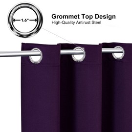 ChrisDowa Grommet Blackout Curtains for Bedroom and Living Room - 2 Panels Set Thermal Insulated Room Darkening Curtains (Royal Purple, 52W x 72L)