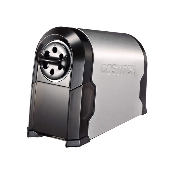 Bostitch Antimicrobial SuperPro Glow Extra Heavy Duty Commercial Classroom Electric Pencil Sharpener with Replaceable Cutter Cartridge System, 6-Hole, Silver/Black (EPS14HC)