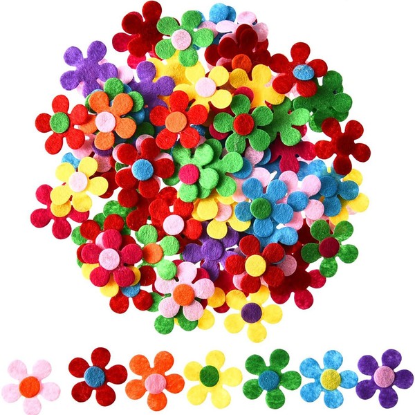 Sumind 100 pieces Felt Flowers, Fabric Flower Embellishments for DIY Crafts Various Colours