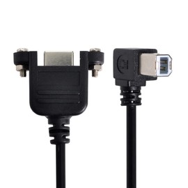 CY USB Type-B Male to Female Extension Cable 100cm Right Angled 90 Degree with Screws Panel Mount for Printer Scanner Disk