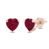 Simulated Crystal Ruby Heart Shape Stud Earrings In 14K Rose