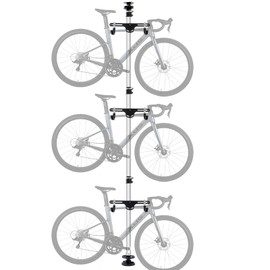 g00d4u 3-Bike Vertical Freestanding Bike Rack - Adjustable Height (5.74-13.12ft), Heavy-Duty Aluminum Alloy Wall-Mounted Storage for 29" Bikes, Space-Saving Garage & Apartment Bike Organizer