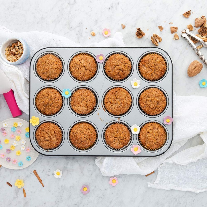 Decora Non-Stick Steel 12 Muffin Pan, Silver