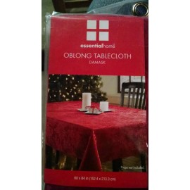 NEW NIP Christmas Essential Home oblong Red Damask Tablecloth 60"X84"