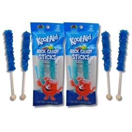 Kool-Aid Candy Collection - Variety of Lollipop Dippers, Gummies, Fizzy Popping Candy, Rock Candy, Chews, and Gum By Lyza's Sweets & Treats (Pack of 2, Rock Candy (Tropical Punch))