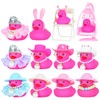 12pcs Sun Hat Pink Rubber Ducks with Sun Hat, Sunglasses,