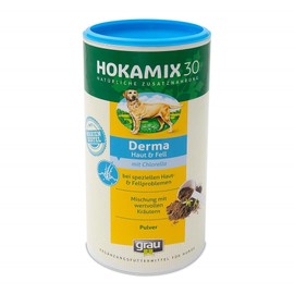GRAU - das Original - HOKAMIX30 Derma, bei Hautproblemen, für glänzendes Fell und gesunde Haut, 1er Pack (1 x 750 g), Ergänzungsfuttermittel für Hunde