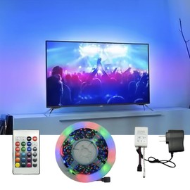 2 Pack 16.4ft RGB 270 Super Bright LED Strip Light, High Density LED Strip, Multicolor TV Backlight, Indoor Decoration, Bedroom, Kitchen, Family Room, 24 Key Remote Controller (2)