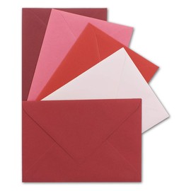 40 x Envelope Packages – DIN C6 – Approx. 11.4 x 16.2 cm – The Red – 5 Colours 8 Envelopes Each – 120 g/m² – Farbenfroh Series