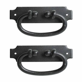Renovators Supply Manufacturing Cabinet Pulls 5.25 in. Black Wrought Iron Ring Drawer Pulls with Mounting Hardware Pack of 2