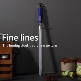 KINTIF Honing Steel 12 inch Professional Knife Sharpener Honing Rod, Fine Lines, High Carbon Steel, High hardness, Flat Knife Sharpening Steel