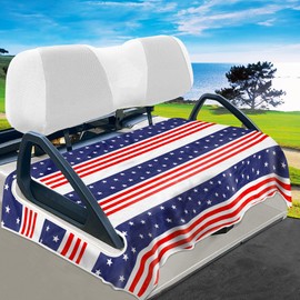 YOKYHOM Blue Red Golf Cart Seat Covers, American Flag Design Golf Cart Seat Towel Blanket Keeps Seat Cool and Clean, 100% Microfiber, for EZGO, Yamaha, Club Car and More 2-Seat Golf Carts, 51''x 31''