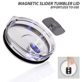 20 oz Tumbler Lid for YETI, 4 Pack Magnetic Replacement Lids for 10/24 oz Mug and 10 oz Lowball, Spill Proof Cup Covers with Slide Switch, BPA Free