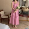 Square Neck Sleeveless Plus Size Maternity Dress Dress Pink 2ea
