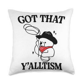 Got That Y'alltism Funny Cute Western Cowboy Lasso Rope Bear Throw Pillow