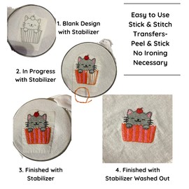 Fall Autumn Pumpkin Ready-to-Use Embroidery Design Transfers on Stick and Stitch Water Soluble Sewing Stabilizer Paper for Hand Embroidery Kit Thread Art Projects