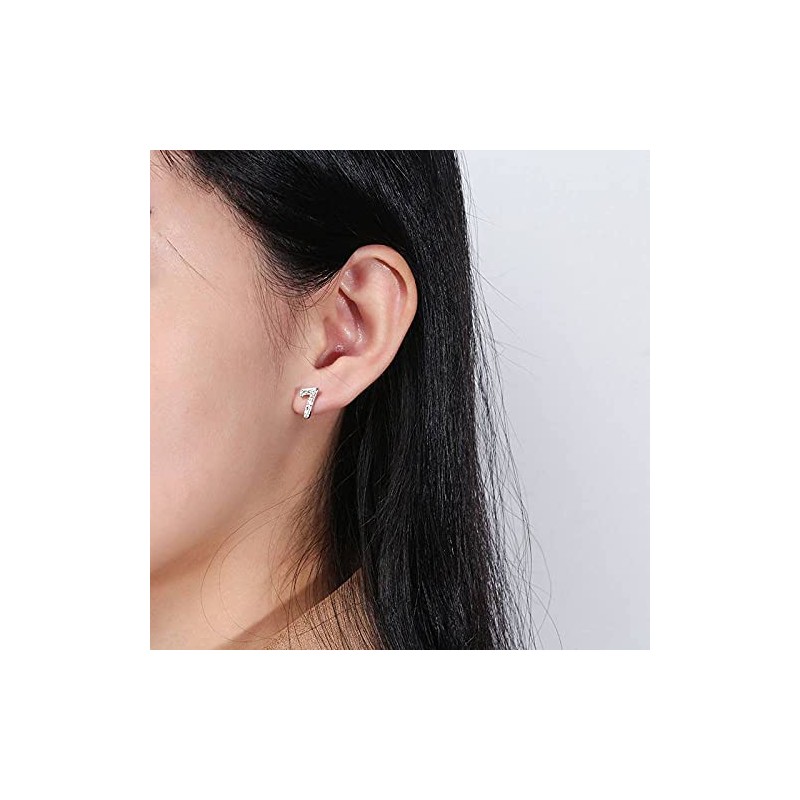 925 Sterling Silver Earrings Women's White zircon numbers 0-9 stud