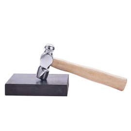 BENECREAT 6 Inch Jewelry Mini Hammer Iron Head Ball Pein Hammer Strong Wooden Handle with Rubber Bench Block for Jewelry Making DIY Crafts
