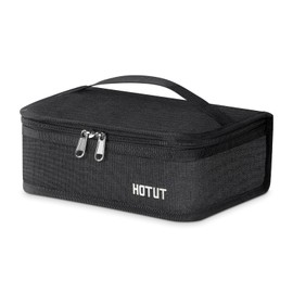 HOTUT Kleine Kühltasche,Lunchtasche Isoliert,Min Lunch-Tasche,Lunchbox Tasche,Faltbar Lunchbox,Leichte Picknicktasche Damen und Herren für Arbeit, Schule, Auto, Picknick, Strand-Schwarz