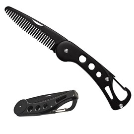 KINTEGOOD Stainless Steel Folding Beard Comb, Portable Beard Comb for Men, Mustache Comb Folding Metal Comb Beard Grooming Kit Beard Straightener Comb for Men Mustache Styling (1*Black)