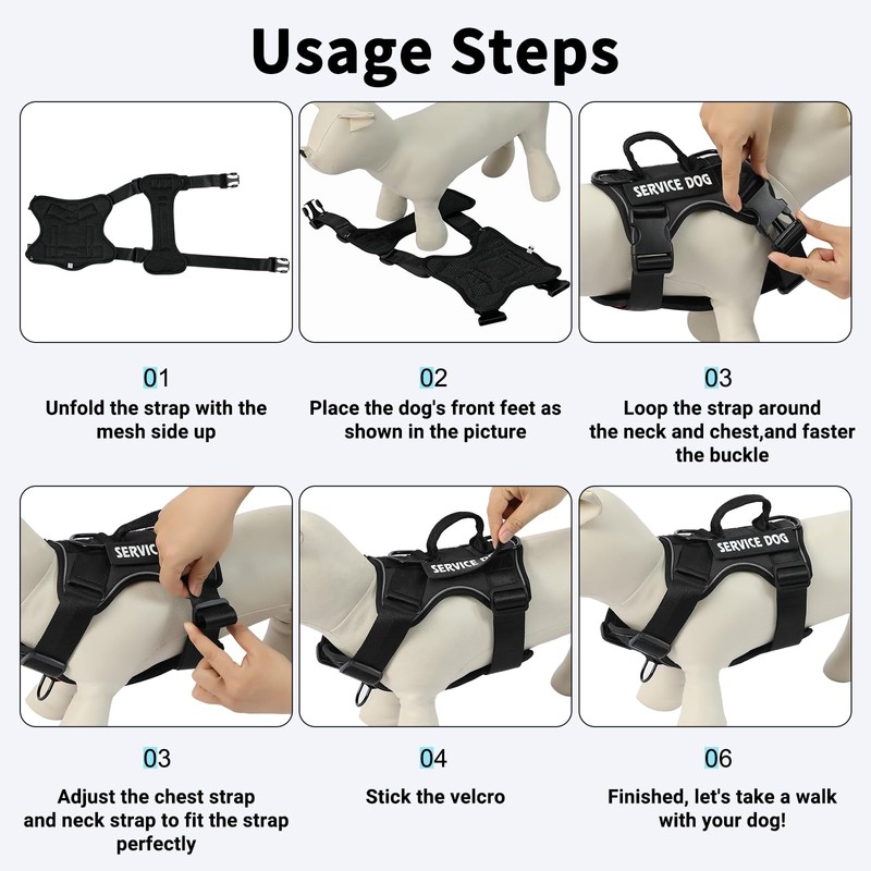 Belababy Dog Harness Small Medium Large, Reflective Tactical No Pull