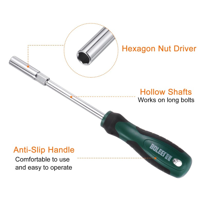 sourcing map 2pcs Metric Nut Driver 8mm CR-V Non-Magnetic Tip