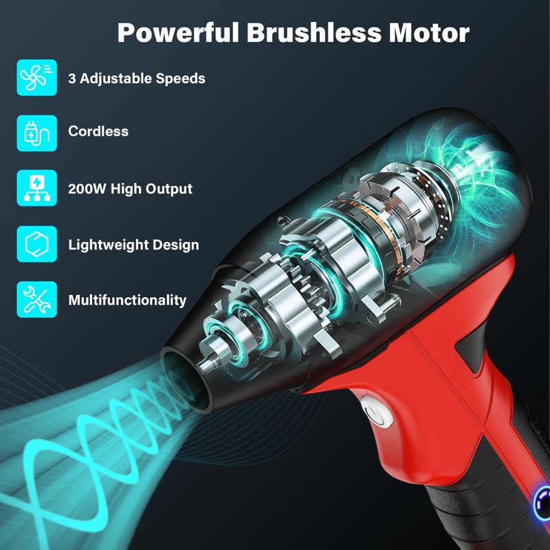Cordless Leaf Blower,Jet Fan 130000 RPM Wind Speed,Compatible with Craftsman