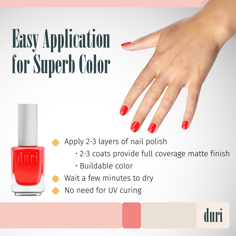 duri 645N Windy City Roar Nail Polish, Neon Red Color,