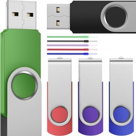 FEBNISCTE USB Flash Drive 128 GB with 5 Pack, Memory Sticks USB 3.0 - Portable Multicolour Flash Drive 128 GB, Swivel Metal Stick - Multipack Pen Drives, Swivel Thumb Drive Data Storage