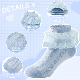 Zando Ruffle Socks for Girls Baby Girl Socks Girls Frilly Lace Princess Dress Socks Kids Cotton Ankle Socks Girls Crew Socks for Toddler Girls Socks 4-6 Years 3 Pairs White/Pink/Yellow