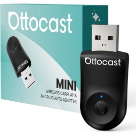 OTTOCAST 2-in-1 OTTOCAST Mini Wireless Android Auto+Carplay Adapter w/One-Click Button US