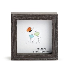 DEMDACO Sharon Nowlan Friends Grow Together Dark Woodgrain 4 x 4 Wood and Glass Shadow Box