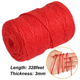 Vivifying 328 Feet Jute Twine, 3mm Jute Twine String for Climbing Plants, Gardening, Tomatoes, Bundling and Crafts(Red)