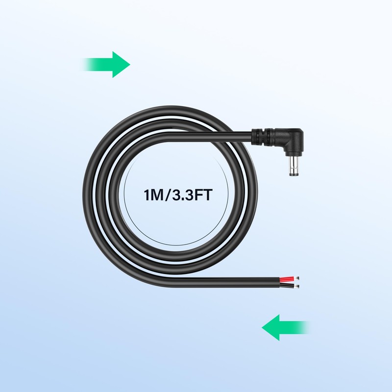 SinLoon 2 Pack 14AWG DC5521 Power Pigtails Cable 12V/24V 90