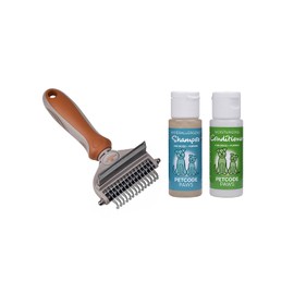 Petcode Paws Medium Duo Groomer Brush + Comb in One for Dogs & Cats in Terra Brown