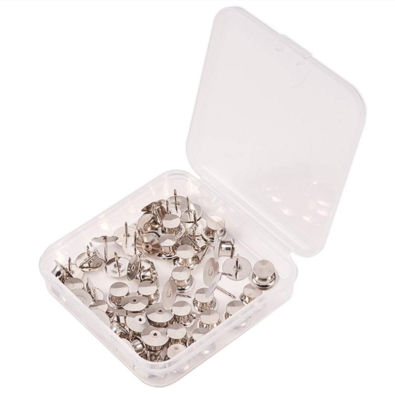 BENECREAT 60 Count Platinum Colors Clutch Pin Backs with Tie