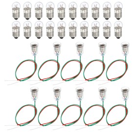 MECCANIXITY E10 Screw Base Miniature Bulbs 20 Pack 1.5V Warm Yellow Light Mini Lamps with 10 Pack Lamp Holders, 1 Set