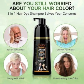 Shampoo Tinte Argán Negro Cubre Canas Barba Dexe
