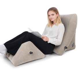 AirSwim Inflatable Bed Wedge Pillow Set for Sleeping, 2 Pieces, Orthopaedic Bed Wedge Pillow Set, Adjustable Back Cushion for Bed Sitting, Travel, Reading, After Surgery, Knee & Back Pain