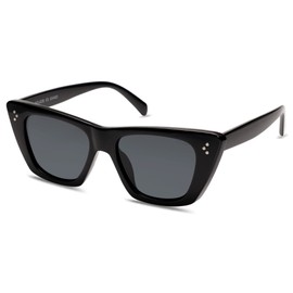 SOJOS SJ2199 Women's Polarised Retro Cateye Trendy Cute Stylish UV400 Sunglasses, black