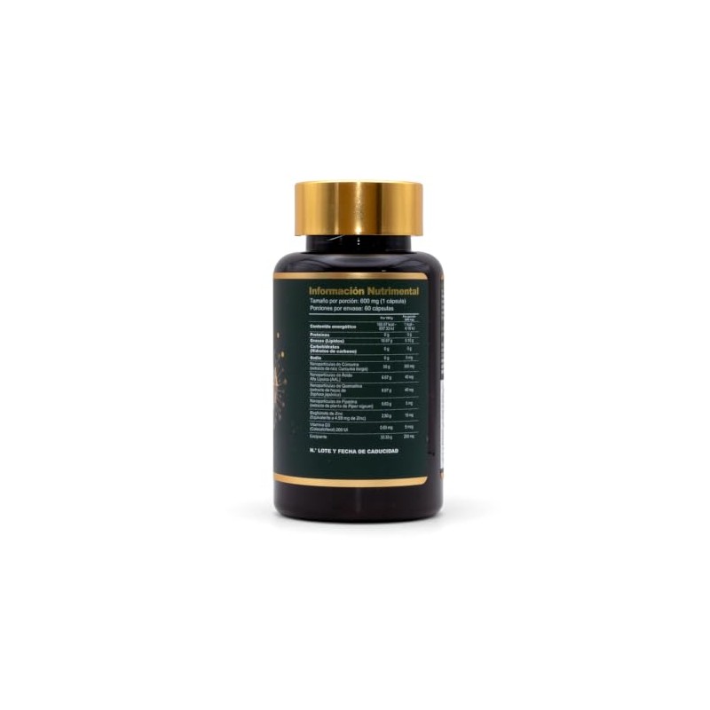 Cúrcuma Nanocomplex con Quercetina, Piperina, Zinc, Vitamina D3 y Ácido