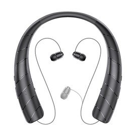 MOCANIO Bluetooth Neckband Earphones, Wireless Earbuds with 48H Playtime, 4 Speaker Surround Sound, IPX5 Waterproof, Retractable Earphone Cable, Bluetooth & Speaker 2-in-1 Switchable