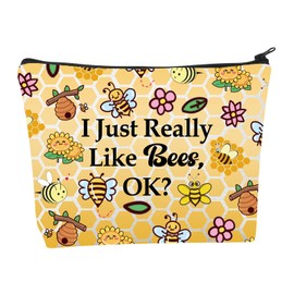 Bee Makeup Bag Bee Gifts for Bee Lovers Honeybee Gifts Bee Inspirational Gifts I Just Really Like Bees Ok Travel Cosmetic Bag