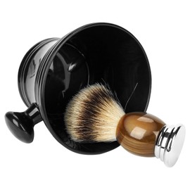 Linkidea Men Plastic Shaving Cup with Handle, Deep Size Textured Wet Shaving Cup, Traditional Wet Shaving Factory Shaving Mug (Black)