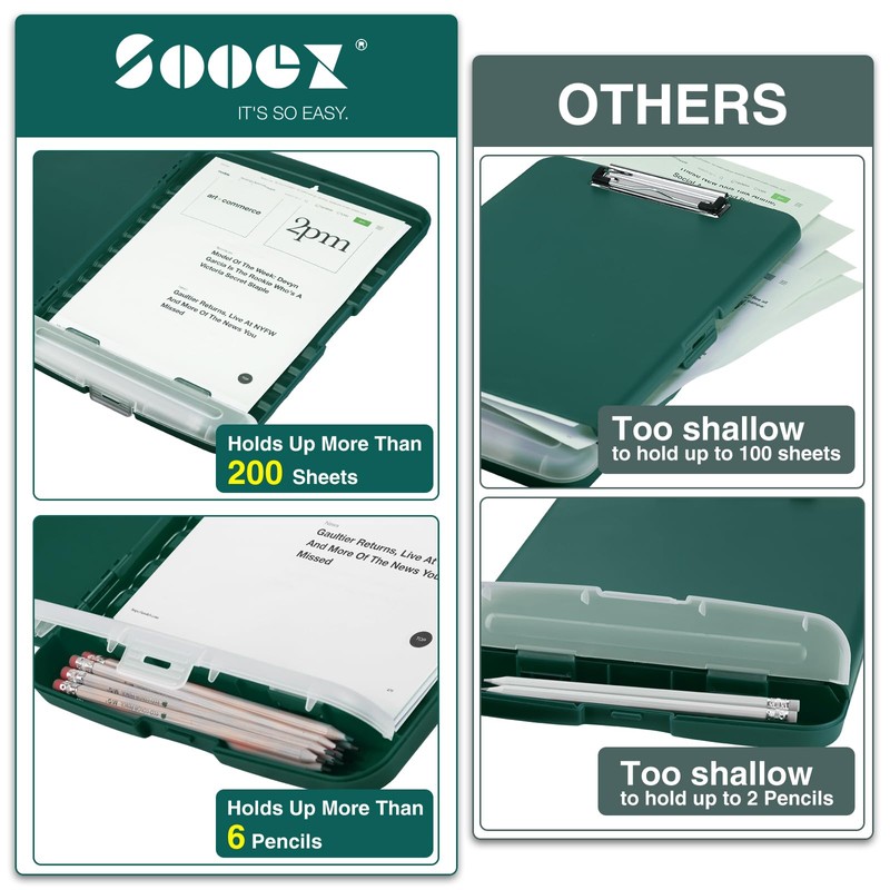 Sooez Clipboards with Storage, High Capacity Clip Boards 8.5x11 with