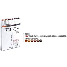 ShinHan TOUCH Twin Brush Marker 6pc Wood