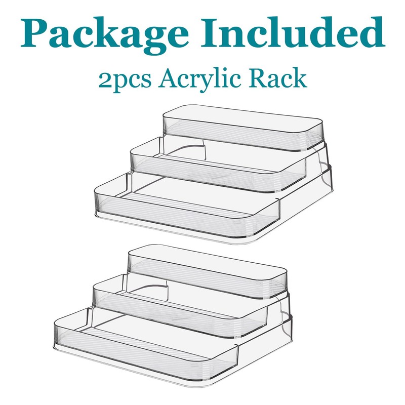Zilphoba 2pcs Acrylic Spice Rack, No Assembly Clear 3 Tier
