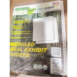 KLEER-FAX Green Tab 90000 Series Letter Exhibit Dividers 25 per pack 51-75(U1)