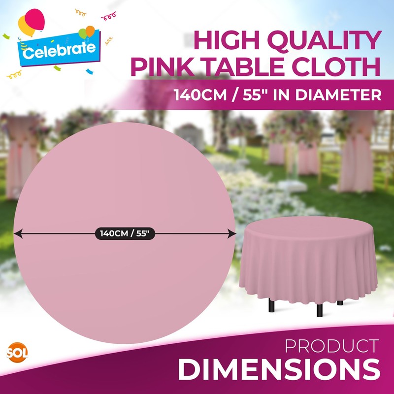 SOL 6pk Pink Round Table Cloth Disposable | 140cm Party